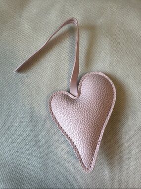 Heart-Shaped Vegan Leather Bag Charm in Blush Pink Accessory NWT Gifts